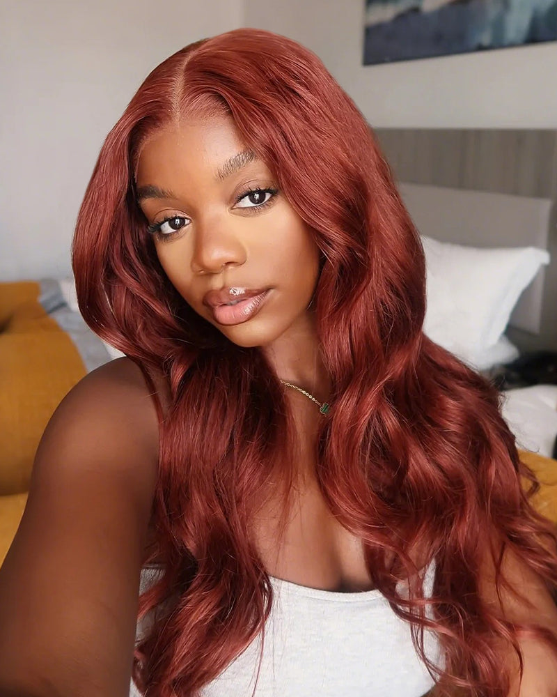 Arabella 13x6 Three-Go™ Reddish Brown Glueless Wig Loose Body Wave With Drawstring 100% Human Hair Wig