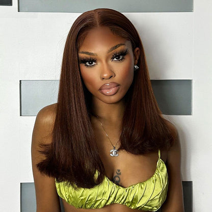 Arabella 6x5/13x4 Lace Glueless Chocolate Brown Straight Wig Pre-cut Lace Beginner Friendly