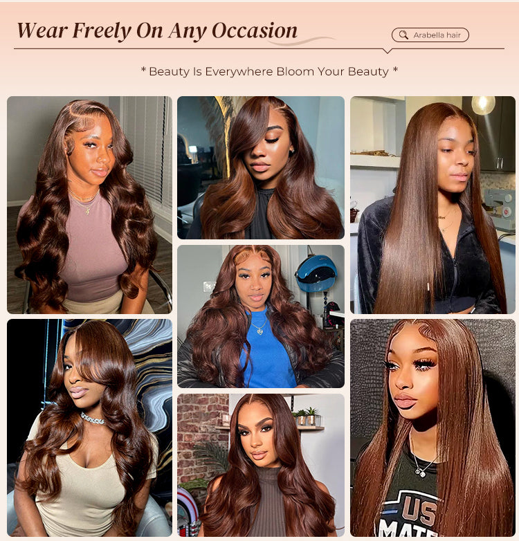【$299 = 2 WIGS】Arabella 6x5 Lace Glueless Chocolate Brown Loose Deep Wave Wig Invisible Knots Realistic Hairline