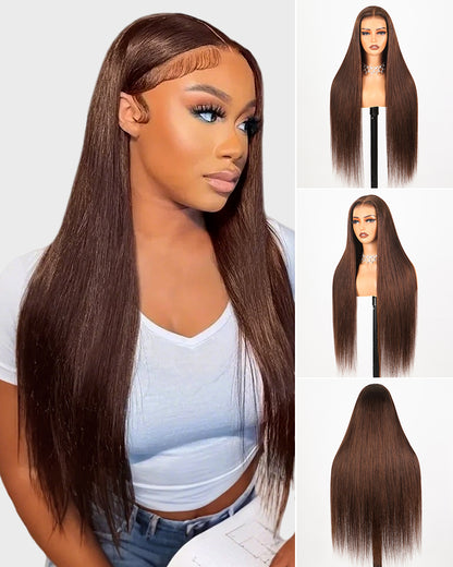 Arabella 6x5/13x4 Lace Glueless Chocolate Brown Straight Wig Pre-cut Lace Beginner Friendly