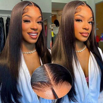 Arabella 6x5 invisible knots Glueless Silky Straight Wig Pre-cut Lace Natural Black Beginner Friendly