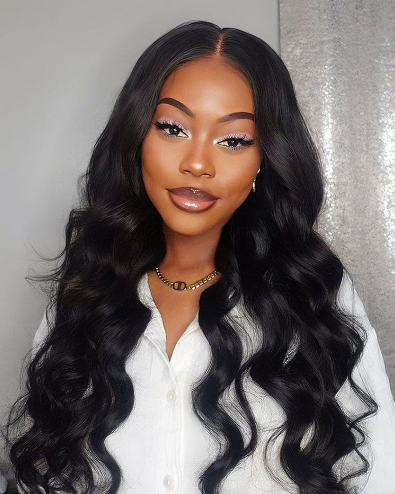 00026"=$183 | 5x5 Lace Closure Wigs Real Glueless Wig Body Wave Pre-Plucked/Pre-Bleached Natual Black Human Hair Wig 5x5 Lace