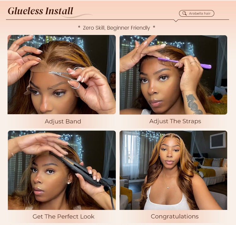 Woman Showing How to Wear Glueless Wig
