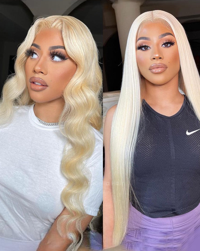 Arabella 13x4 Frontal Lace &amp; 6x5 Invisible Knots Glueless 613 Blonde Body Wave Wig Invisible Knots Realistic Hairline