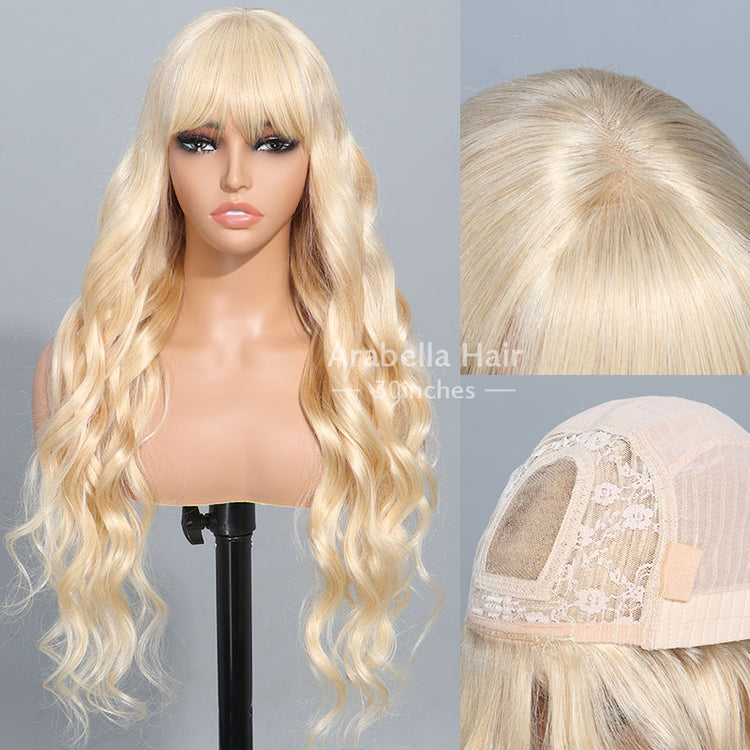 000$300-$150 | 613 Blonde Glueless 3x2 Lace Wig Body Wave Color Wigs With Bangs High Quality