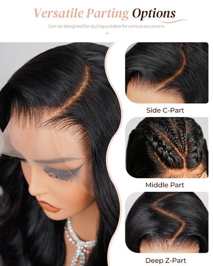 Arabella 6x5/13x4 Lace Glueless Body Wave Wig Pre-cut Lace Natural Black Beginner Friendly