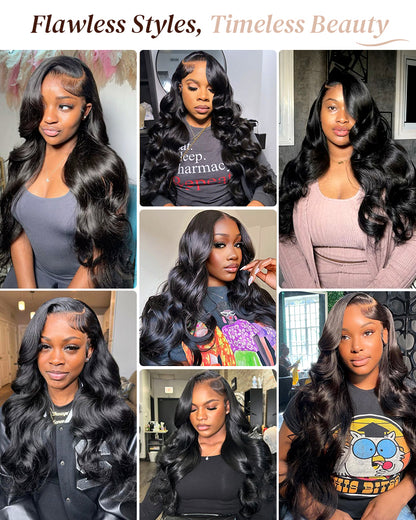 Arabella 6x5/13x4 Lace Glueless Body Wave Wig Pre-cut Lace Natural Black Beginner Friendly