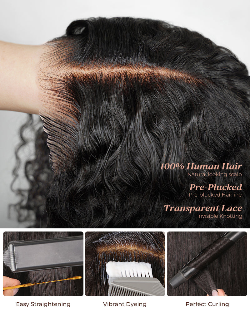 Arabella 6x5 invisible knots Glueless Jerry Curly Wig Pre-cut Lace Natural Black Beginner Friendly