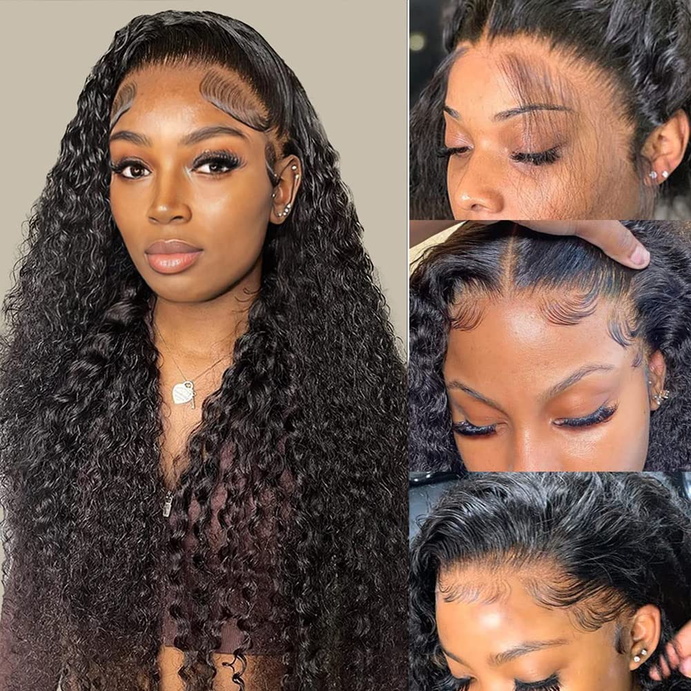 Arabella 360 Full Lace Glueless Deep Wave Wig Invisi Drawstring Natural Black Pull &amp; Go