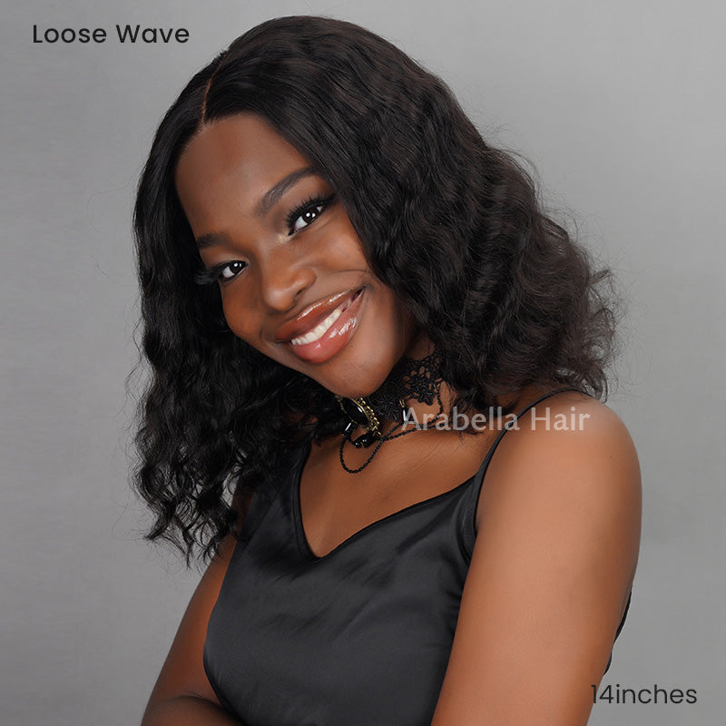 Arabella 6 Inches Deep Part Natural Black Jerry Curly Bob Wig 100% Human Hair Wig