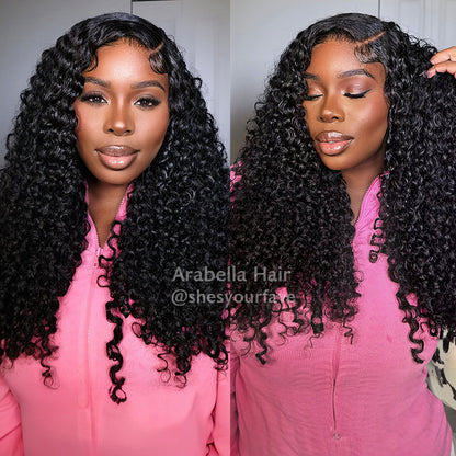 Arabella 6x5 invisible knots Glueless Jerry Curly Wig Pre-cut Lace Natural Black Beginner Friendly