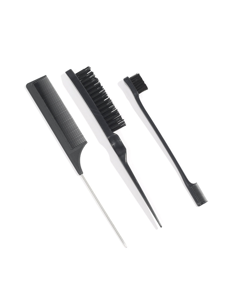 Arabella 3-Pack Rat Tail Combs Set (Black)