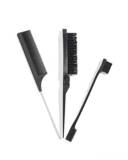 Arabella 3-Pack Rat Tail Combs Set (Black)
