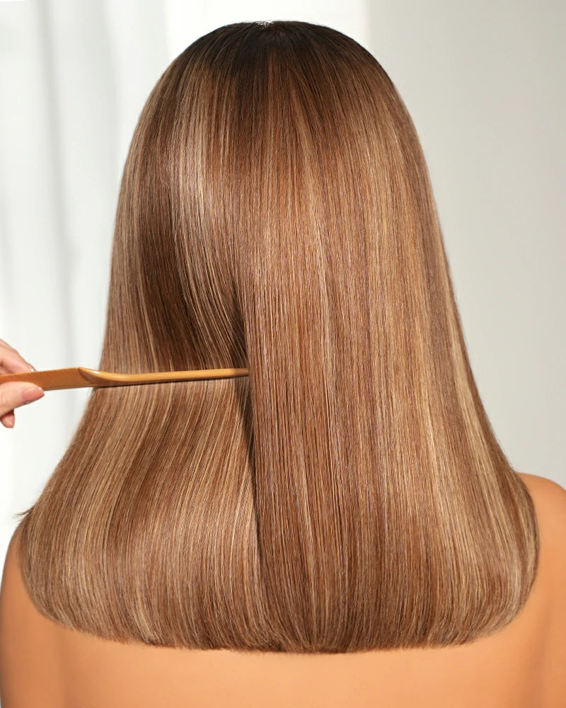 Arabella 13x6 Three-Go™ Ombre Highlight Honey Blonde Glueless Wig Straight Bob Wig With Drawstring