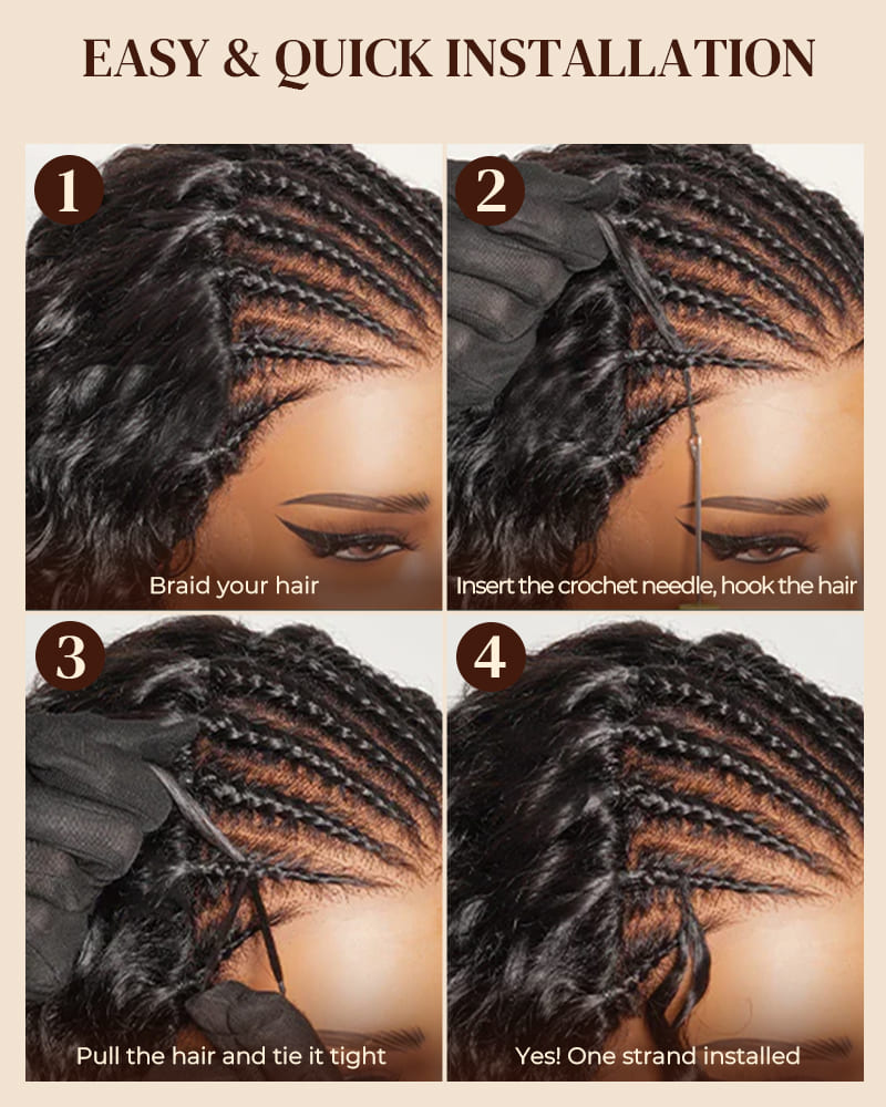 Arabella Jerry Curly with Burmese Curly Feather Crochet Hair Natural Black Hair Extensions Pre-Separated Lightweight Miracle Knots