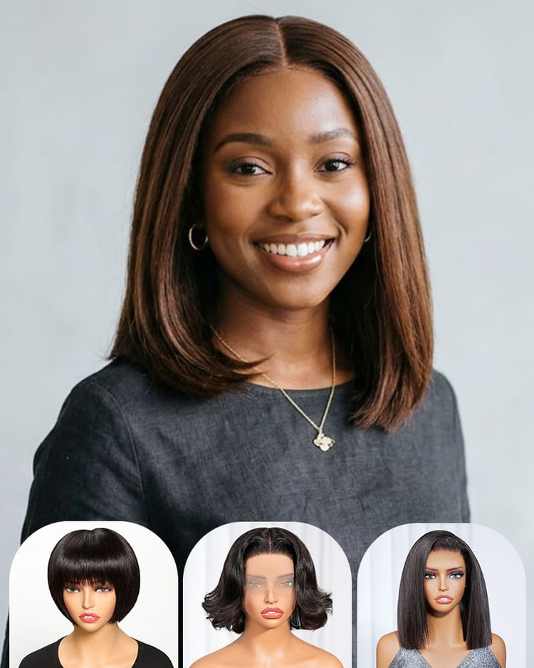[2ND=$39] Arabella 13x6 Three-Go™ 280% High Density Chocolate Brown Glueless Wig Straight Bob Wig  With Drawstring