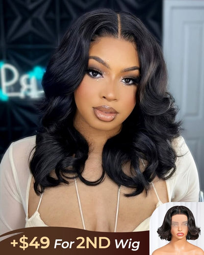 [2ND=$39] Arabella 13x6 Three-Go™ 280% High Density Body Wave Bob Invisible Knots Natural Black Glueless Beginner Friendly