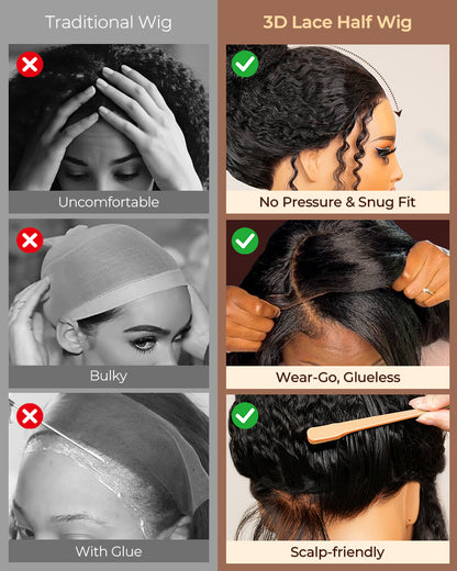 Arabella 3D Lace Half Wig Yak Straight Wig