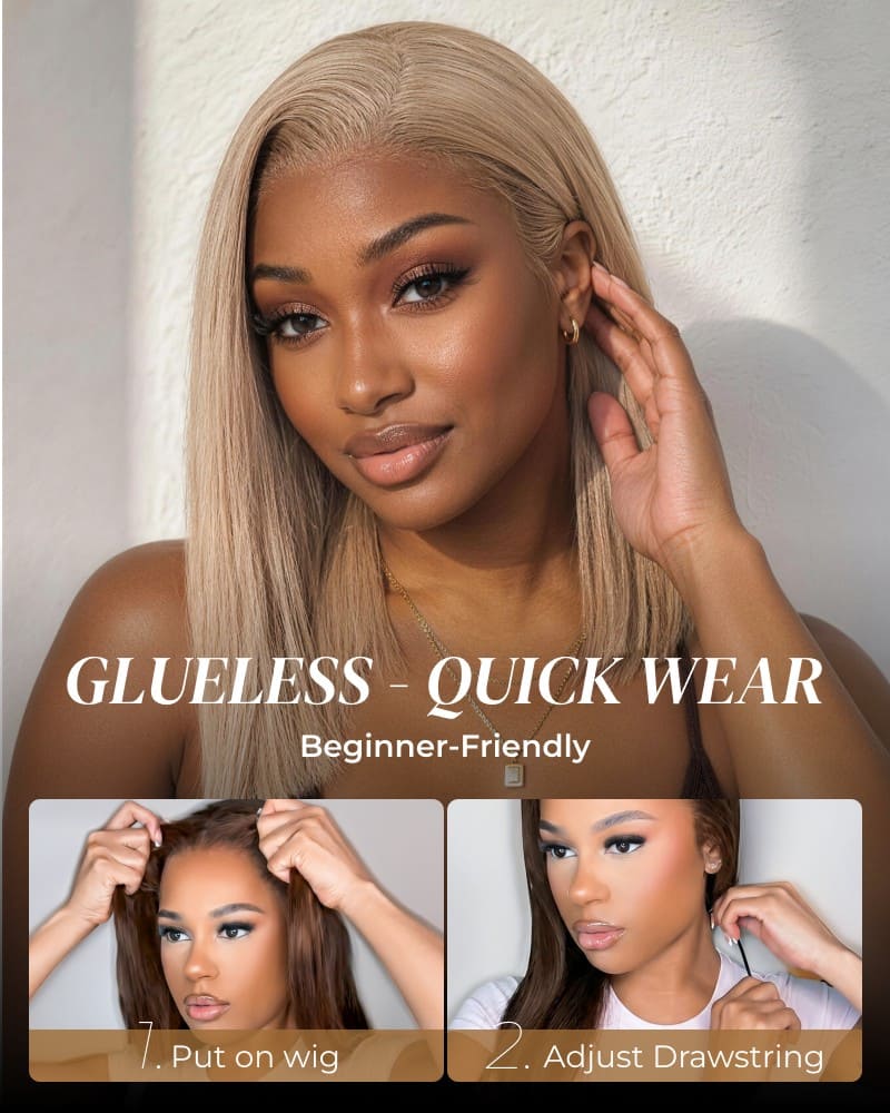 Arabella 6x5 Invisible Knots Glueless Milk Tea Brown Straight Bob Wig Pre-cut Lace Beginner Friendly