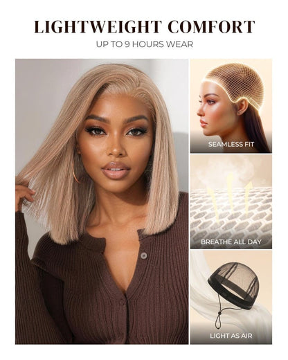 Arabella 6x5 Invisible Knots Glueless Milk Tea Brown Straight Bob Wig Pre-cut Lace Beginner Friendly