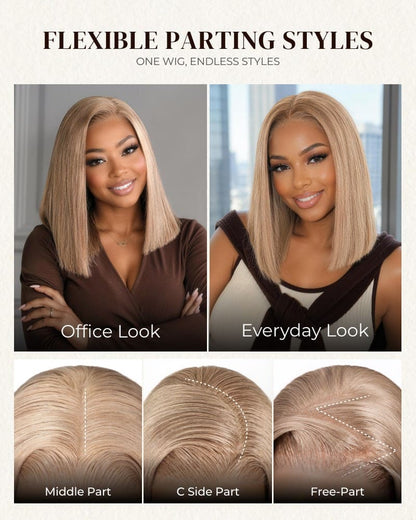 Arabella 6x5 Invisible Knots Glueless Milk Tea Brown Straight Bob Wig Pre-cut Lace Beginner Friendly