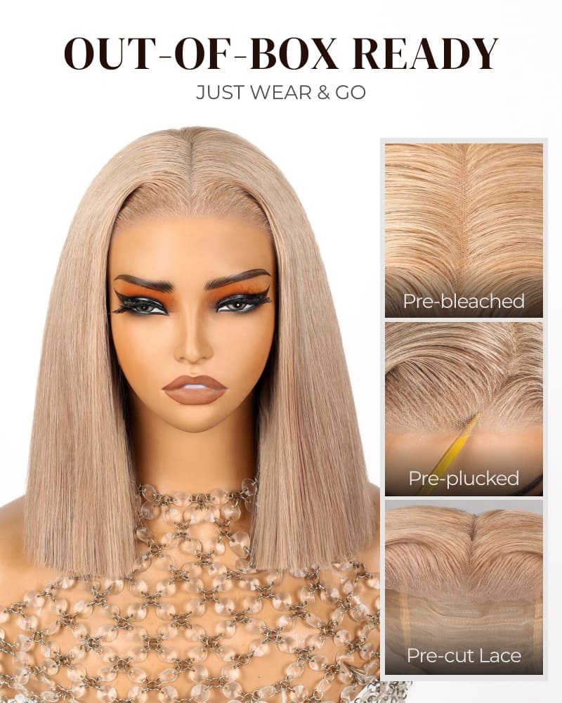 Arabella 6x5 Invisible Knots Glueless Milk Tea Brown Straight Bob Wig Pre-cut Lace Beginner Friendly