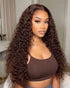 Arabella 13x6 Three-Go™ glueless wWig chocolate brown burmese curly middle part style