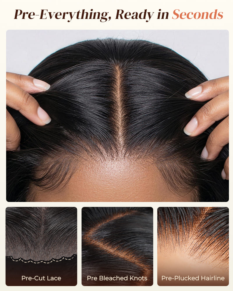 Arabella 13x5 Lace Glueless Pixie Curly Bob Wig With Pre-Cut Lace Invisible Knots Natural Black Virgin Hair Wig