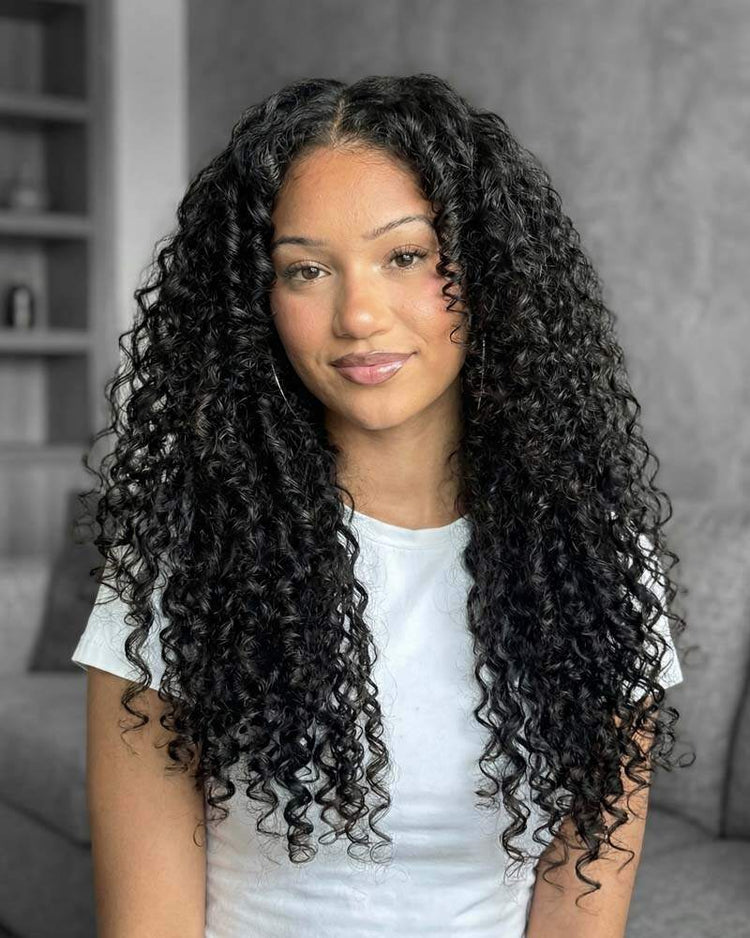 Arabella Zerowear™ 13x6 Invisible HD Lace Glueless Wig Water Wave With Drawstring Natural Black 100% Human Hair Wig