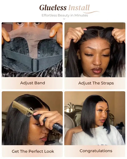 Arabella 6x6 Lace Straight Bob Wig With Bangs Chocolate Brown Glueless Beginner Friendly
