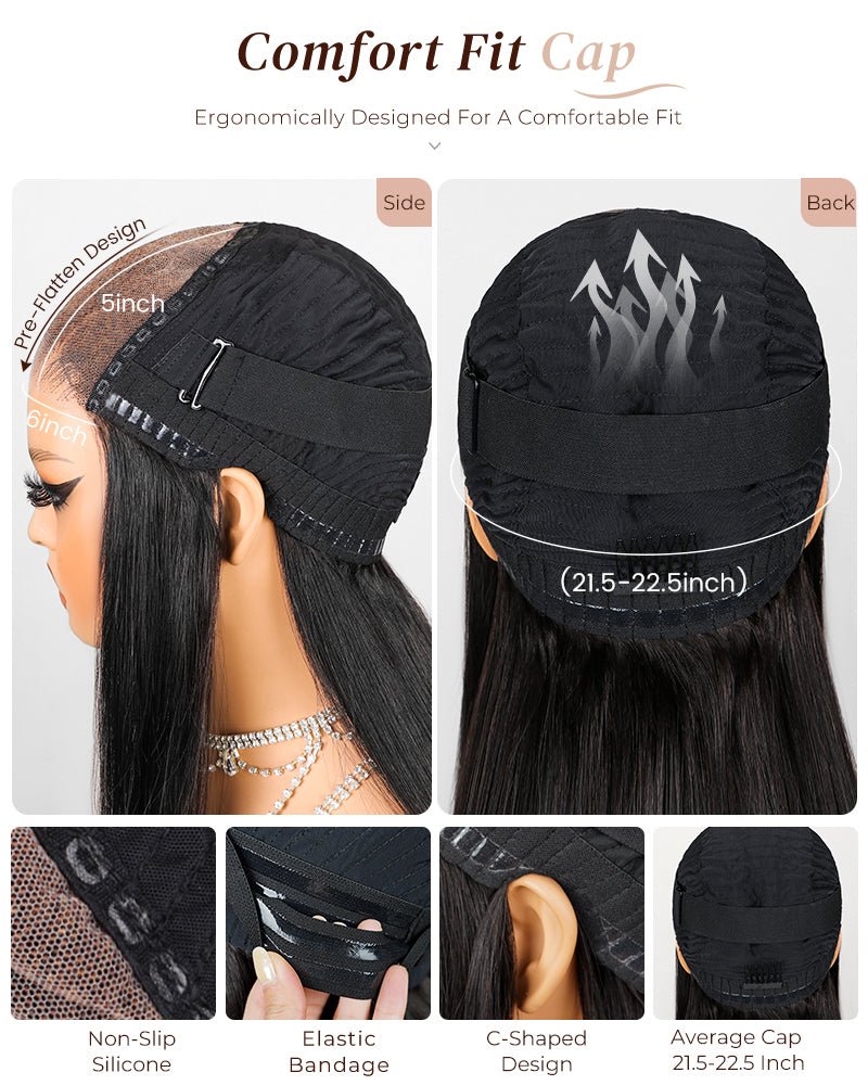 Arabella 6x5 Invisible Knots Glueless Body Wave Wig Pre-cut Lace Natural Black Beginner Friendly