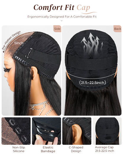 Arabella 6x5 Invisible Knots Glueless Body Wave Wig Pre-cut Lace Natural Black Beginner Friendly