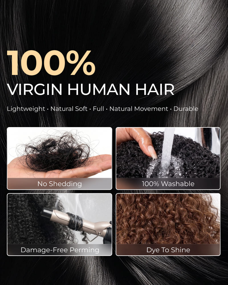 Arabella Afro Kinky Curly Ponytail Natural Black Hair Extensions Instant Volume 100% Human Hair