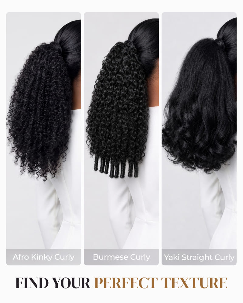 Arabella Afro Kinky Curly Ponytail Natural Black Hair Extensions Instant Volume 100% Human Hair