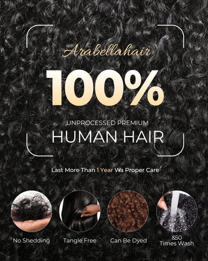 Arabella V-Part Natural Black Jerry Curly with Burmese Curly Wig+ Crochet Hair Invisi Drawstring Upgrade Clip