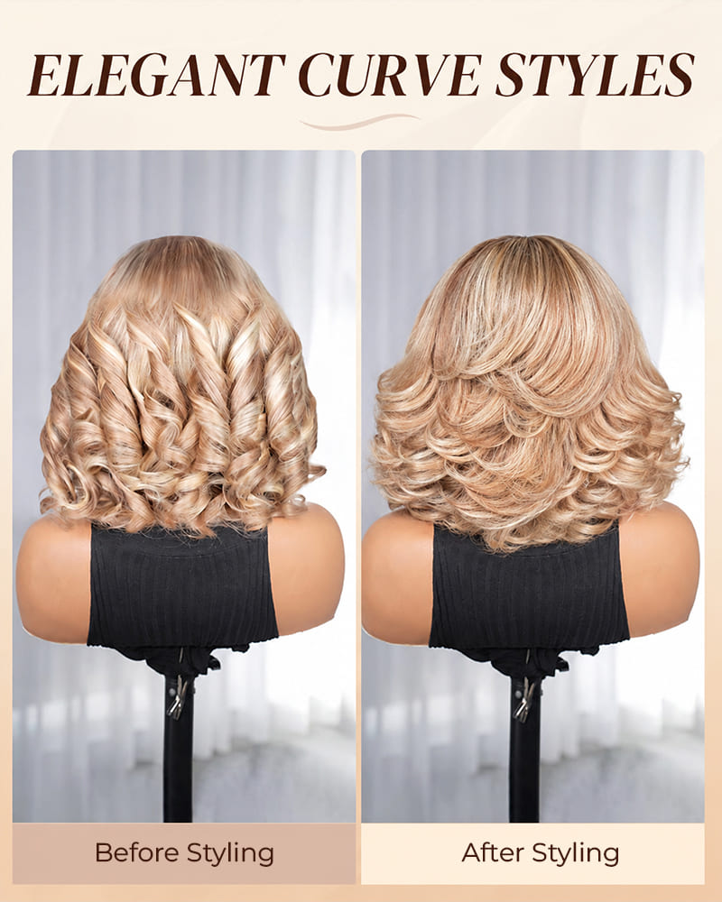 Arabella 6x5 invisible knots Glueless Loose Body Wave Bob Wig Pre-cut Lace Brown Blonde Ombre Beginner Friendly