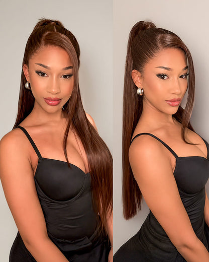 Arabella 13x6 Three-Go™ Chocolate Brown Glueless Wig Silky Straight With Drawstring 100% Human Hair Wig