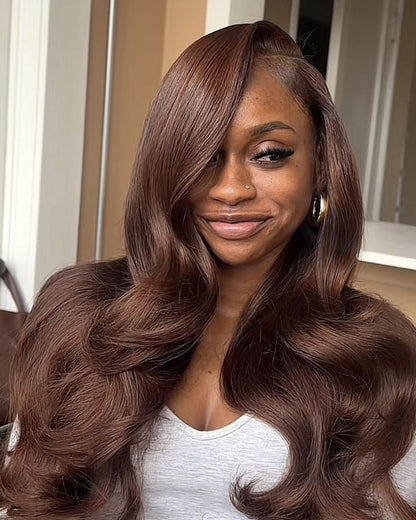 Arabella 13x6 Three-Go™ Chocolate Brown Glueless Wig Body Wave With Drawstring 100% Human Hair Wig