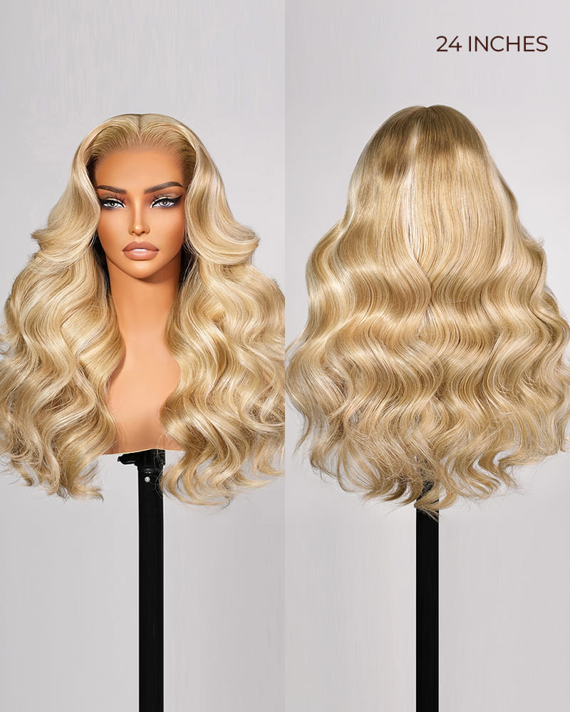 Arabella 13x6 Three-Go™ Blonde Khaki Highlight Glueless Loose Body Wave With Drawstring 100% Human Hair Wig