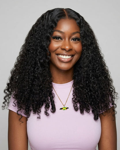 Arabella 13x6 Three-Go™ Natural Black Glueless Wig Jerry Curly with Burmese Curly With Drawstring 100% Human Hair Wig