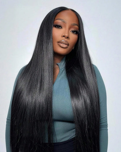 Arabella 13x6 Three-Go™ Glueless Wig Silky Straight With Drawstring Natural Black 100% Human Hair Wig