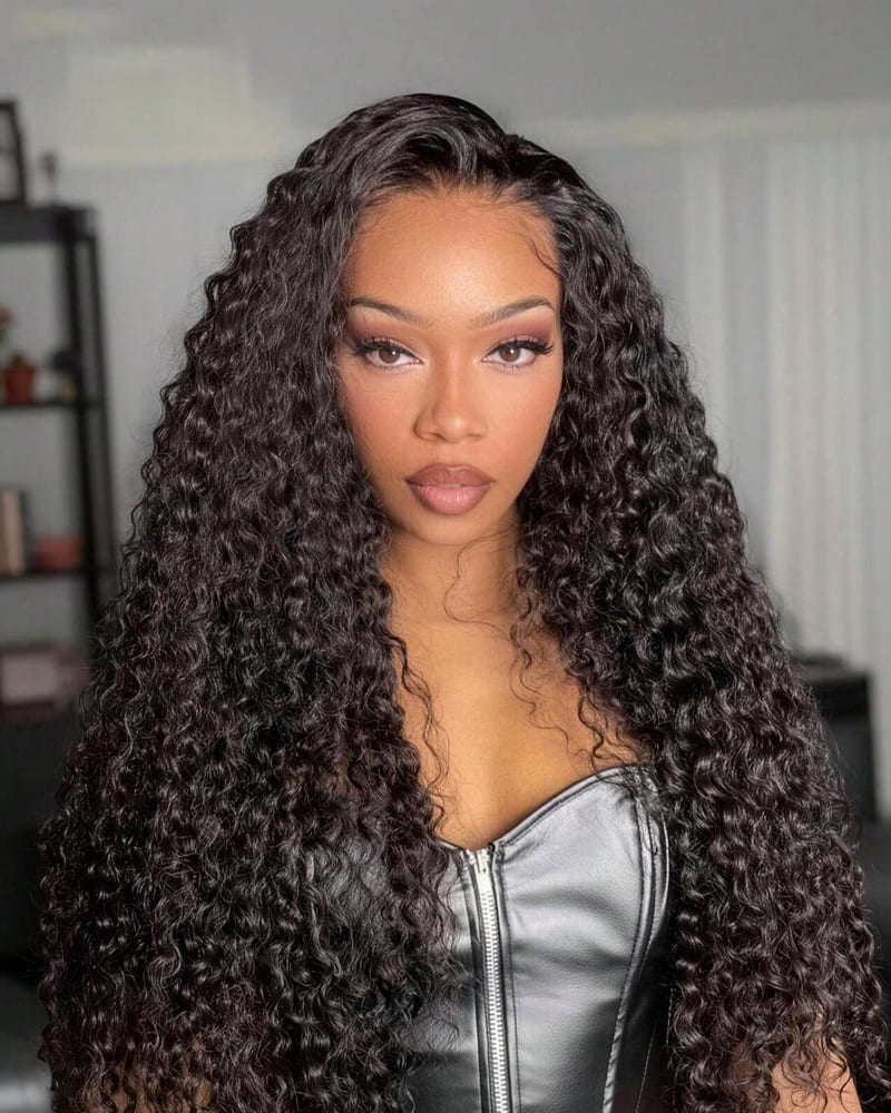 Arabella Zerowear™ 13x6 Invisible HD Lace Glueless Wig Water Wave With Drawstring Natural Black 100% Human Hair Wig