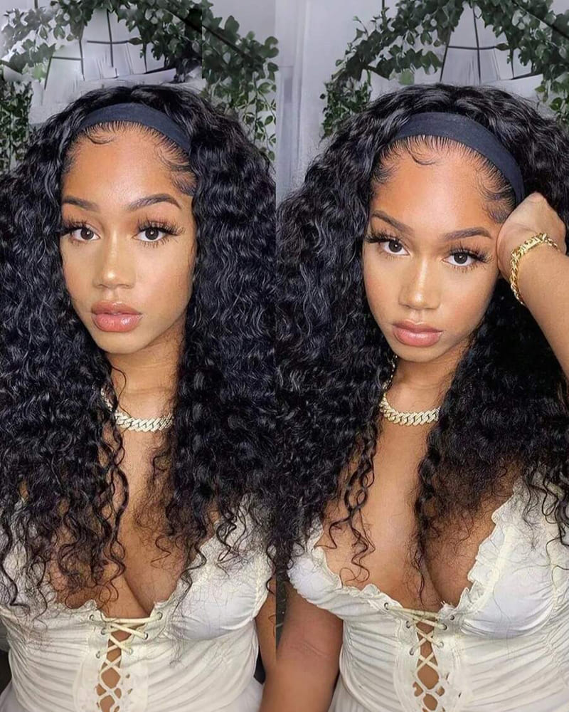 Arabella 13x6 Three-Go™ Glueless Wig Water Wave With Drawstring Natural Black 100% Human Hair Wig