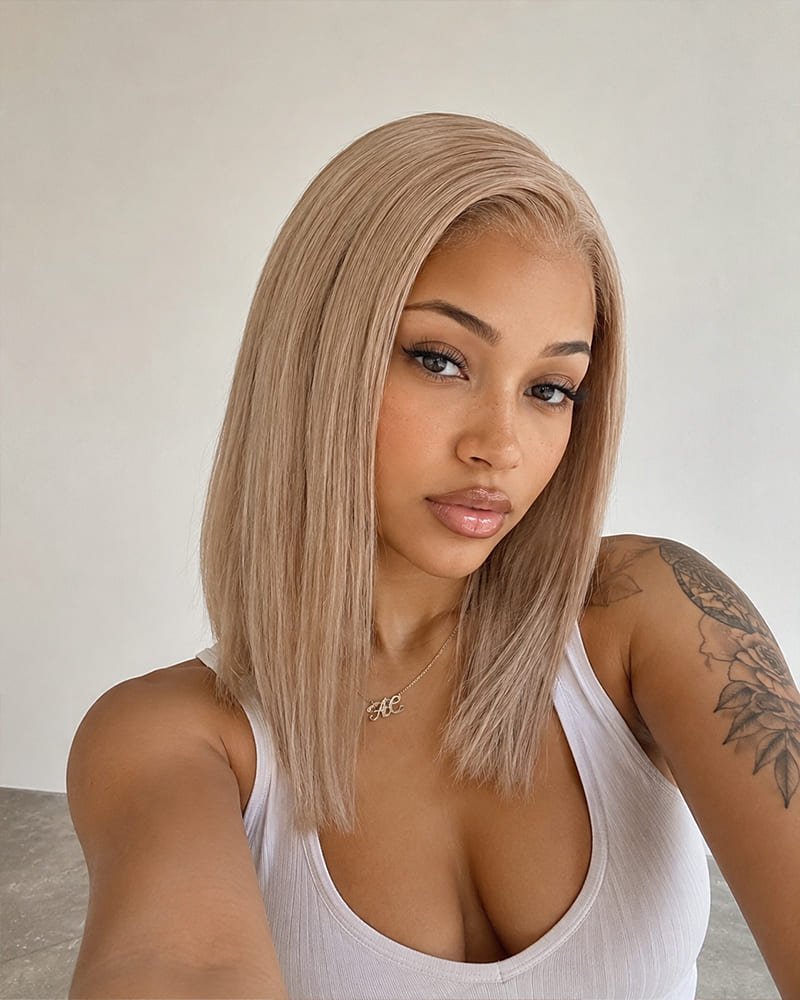 Arabella 6x5 Invisible Knots Glueless Milk Tea Brown Straight Bob Wig Pre-cut Lace Beginner Friendly