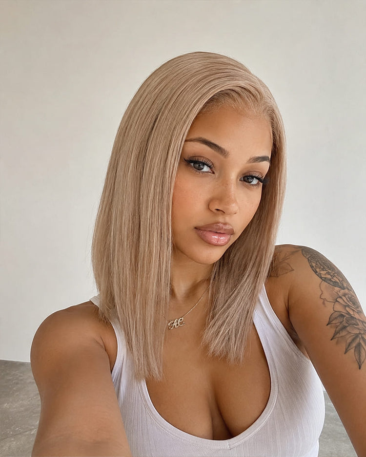 Arabella 6x5 Invisible Knots Glueless Milk Tea Brown Straight Bob Wig Pre-cut Lace Beginner Friendly