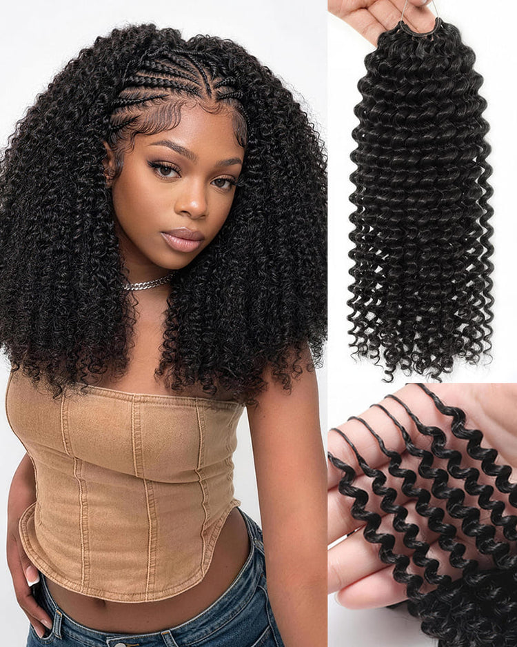 Arabella Afro Kinky Curly Feather Crochet Hair Natural Black Hair Extensions Pre-Separated Lightweight Miracle Knots