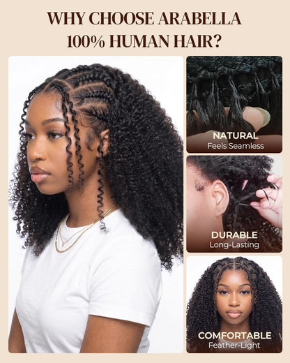 Arabella Afro Kinky Curly Feather Crochet Hair Natural Black Hair Extensions Pre-Separated Lightweight Miracle Knots