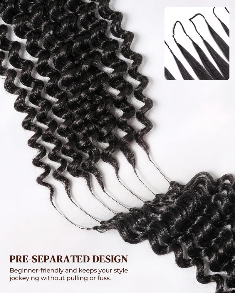 Arabella Afro Kinky Curly Feather Crochet Hair Natural Black Hair Extensions Pre-Separated Lightweight Miracle Knots