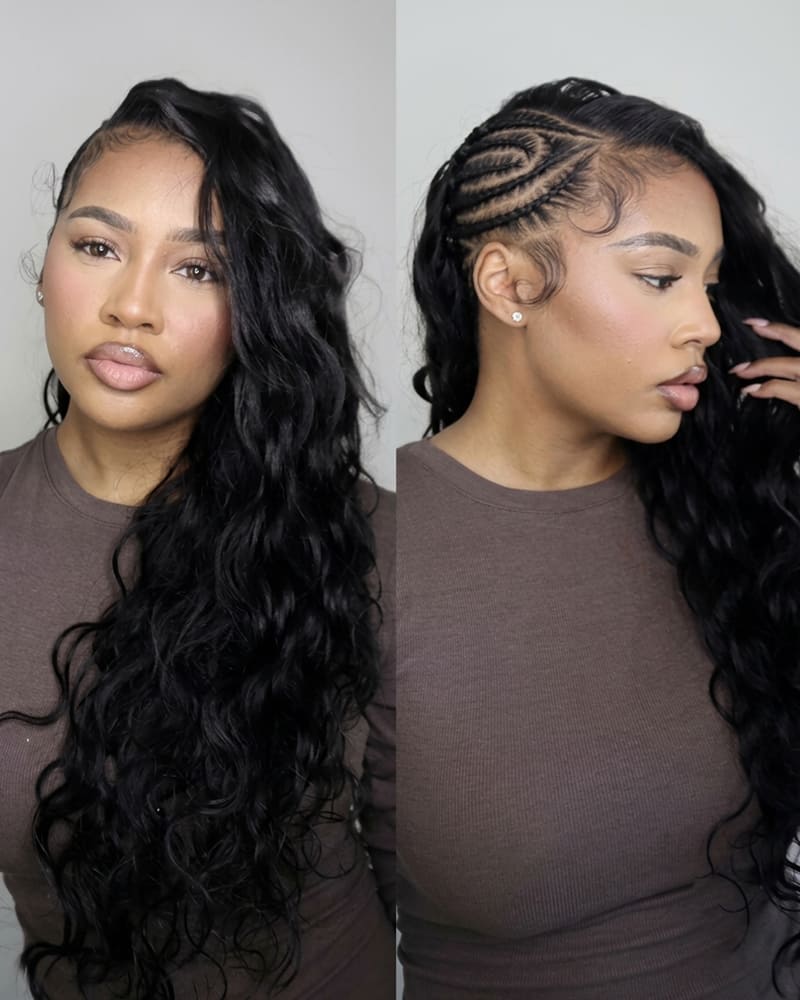 Arabella Body Wave Feather Crochet Hair Natural Black Hair Extensions Pre-Separated Lightweight Miracle Knots