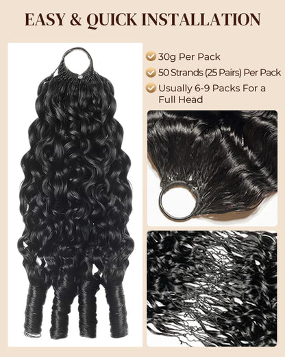 Arabella V-Part Natural Black Jerry Curly with Burmese Curly Wig+ Crochet Hair Invisi Drawstring Upgrade Clip